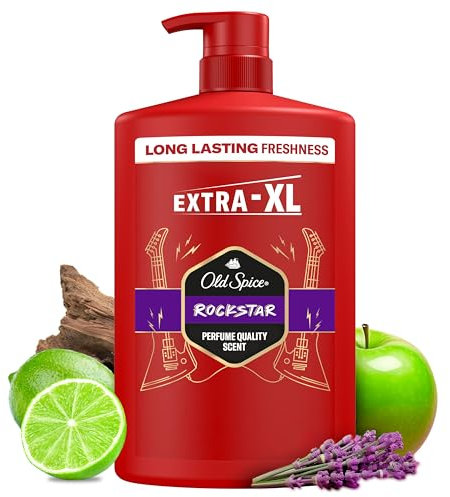 Old Spice Rockstar Men’s Shower Gel & Shampoo 1000ml, Multi-Use 3-in-1 Body-Hair-Face Wash, Long Lasting Freshness, Perfume Quality Scent, Deep Cleansing