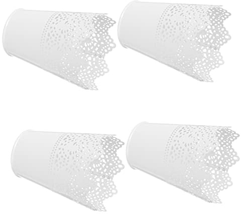 Healvian 4pcs Lace Design Makeup Buckets Iron Organizing Ornaments for Cosmetic Storage Home Decor Vanity Table