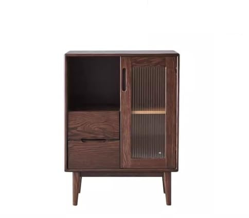 Buffet moderne en bois massif – Buffet nordique en noyer noir pour restaurants – Solution de rangement simple avec beaucoup d'espace