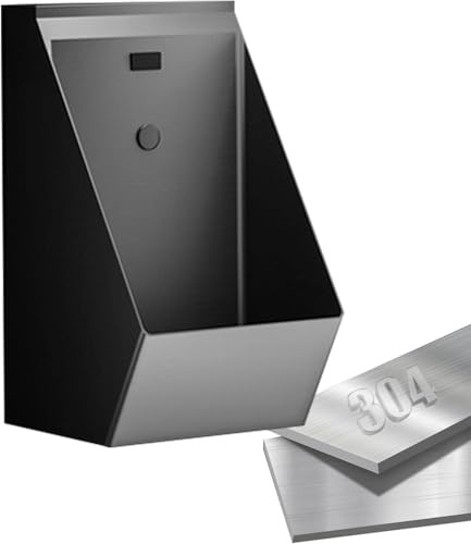 TYHAYJYK Urinal mit Induktionsspülung, Wand-Urinal aus Edelstahl, Familienbadezimmer-Toilette, Urinale für Herrenbadezimmer, Urinal-Toilette mit automatischem Sensor, Schwarz
