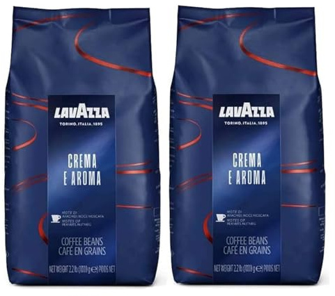 Lavazza Crema e Aroma Coffee Beans 1kg (Pack of 2, Total 2kg) | Medium Light Roast, Nutty & Spicy Aromatic Notes