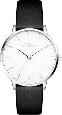 s.Oliver Damenuhr - 34 mm - Flache, Zeitlose, alltagstaugliche, analoge Armbanduhr für Damen mit Quarzwerk - 3 ATM wasserdicht - Kratzfest - Geschenkidee