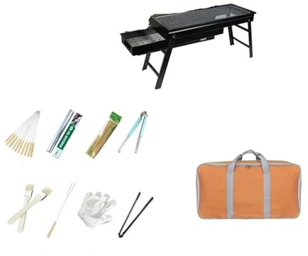 Neuer großer BBQ-Grill, zusammenklappbar, tragbar, Holzkohle, Outdoor, Camping, Picknick, Brenner, Faltbarer Ofen(Package 1)