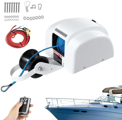 RSPPPJQ Treuil électrique de remorque de Bateau d'eau salée Robuste, treuil d'ancre de guindeau électrique de Bateau d'eau salée de 45 LBS avec télécommande sans Fil, for Bateau de pêche 12V