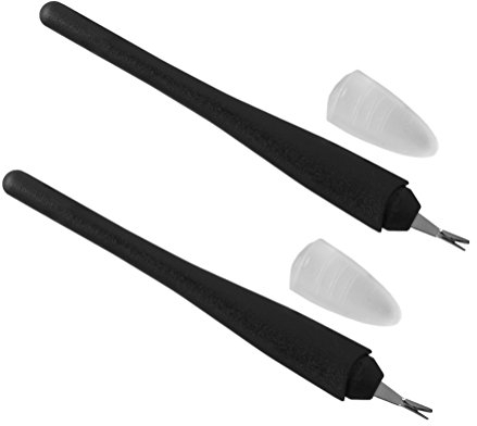 2x Nagelhautmesser mit Löffelspitze V-Form mit Schutzkappe - schwarz - leicht und handlich