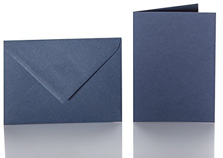 Paper24 Faltkarten Set mit Brief-Umschlägen je (25 Stück in der Farbe Dunkelblau) DIN C6 114x162 mm A6 14,8 x 10,5 cm