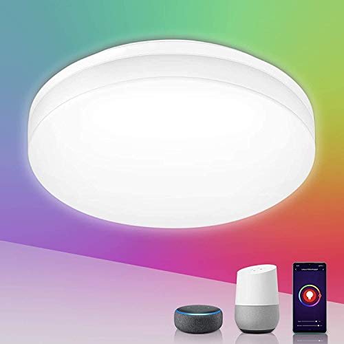Lepro 15W RGB LED Deckenleuchte Dimmbar, 1250LM 2700K-Kaltweiß IP54 Smart Deckenlampe Wifi, Kompatibel mit Smart Life App, Alexa, für Kinderzimmer, Schlafzimmer, Wohnzimmer, φ22