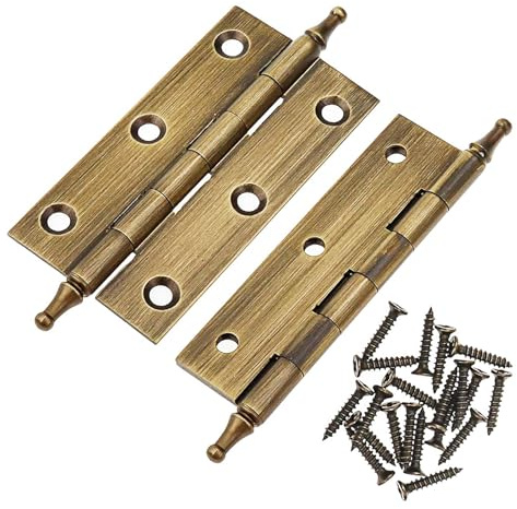 LC LICTOP 7,6 cm antike reine Messingscharniere Kronenkopf Stoßscharniere für Möbel Schrank Schublade Tür 2 Stück