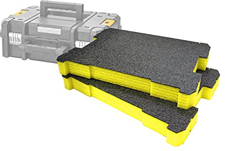 Shadow Foam Insertos de espuma TSTAK/ProStack [paquete doble amarillo de 50 mm] Insertos de espuma fáciles de despegar para cajas DeWalt TSTAK y Stanley ProStack
