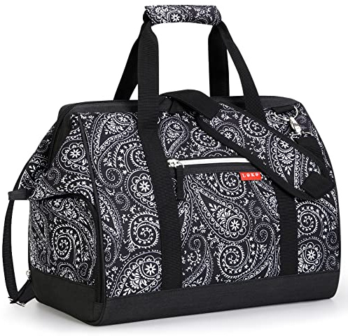 Lekesky Borsone da Viaggio Donna 33L, Borsone Palestra Weekend con Scomparto Scarpe, Design Ampia Apertura, Borsa Donna Bagaglio a Mano per Viaggi Brevi Aereo Ospedale Spiaggia, Fiore di Cashew