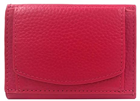 Mini Geldbörse Damen, Reise Portemonnaie, klein viele Fächer, Leder rot, RFID Blocker, Münzfach groß | Geldbeutel Portmonee Damengeldbörse Damenportemonnaie Damengeldbeutel Damenportmonee Geldtasche