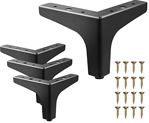 Furniture Legs Set of 4 Metal Furniture Legs 10cm Black Modern Sofa Chair Furniture Legs Replacement Legs for Dresser Wardrobe Bed