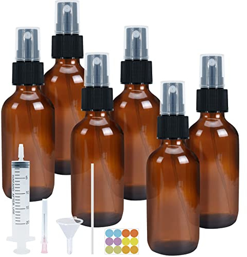 JETOP Sprühflasche Glas 60 ML, Sprühflasche Klein Mit Füllwerkzeug und Aufkleber, Parfümzerstäuber Transparent, Mini Sprühflasche für Parfüm, Kosmetik, Körperpflege Flüssigkeit, Öle