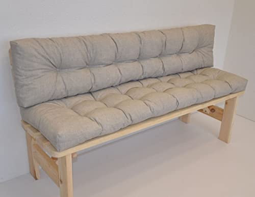 Premium Kissen/Polster für Gartenbank/Bankkissen 150 cm Colore Grigio tenue (Soft grau)