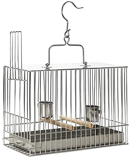 UTMACH Vogelhaus Schubladen-Vogelkäfig, quadratischer Metall-Vogelkäfig mit 2 Edelstahl-Vogelhäuschen, tragbarer Reise-Vogelkäfig zum Aufhängen Heimtiercenter
