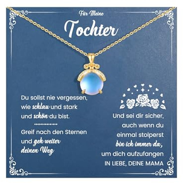 CheersLife Mutter Tochter Geschenk,Kette Mädchen,Geschenke für Teenager Mädchen Damen,Weihnachten Geburtstagsgeschenk für Tochter - Glühwürmchen Mondstein Halskette Goldene
