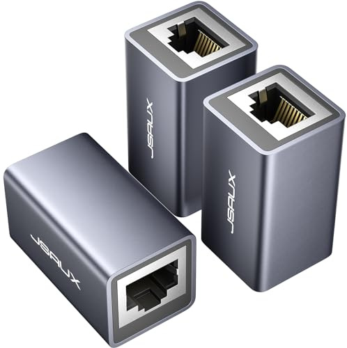 JSAUX RJ45 LAN-koppling Ethernet-kabelkontakt [3-pack] Ethernet-kopplare LAN-adapter för LAN-kabel, nätverkskabel, patchkabel, nätverkscoupler för Cat7, Cat6, Cat5e, Cat5 (grå)