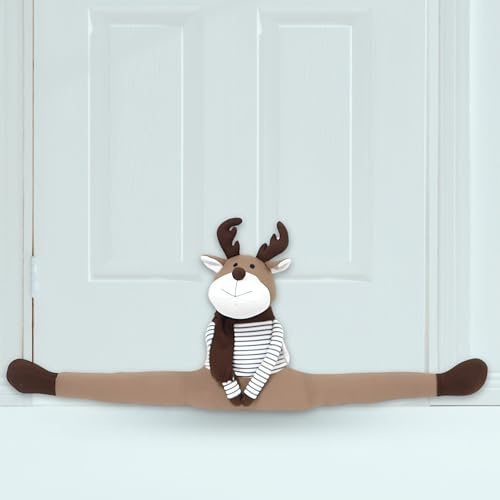 Draught Excluder for Door Stopper 86 cm Long Cotton & Sand Filling Heavy Weight Draught Stopper Cushion decorative Velvety Soft Draft Excluder- Reindeer shield draught excluder door window