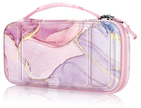 FINTIE Etui pour Nintendo Switch Lite 2019 - Pochette Portable Etui Rigide en EVA Housse Fermeture Zippée, Sacoche Matériau Durable Anti-Choc, Marbre Glorieux