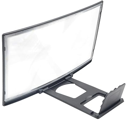 BIUDECO Lente D'ingrandimento Per Schermo Del Telefono 12 Pollici Curva Supporto Antiscivolo e Ventosa Resistente Per Visione Senza Mani, Allevia Affaticamento Visivo, Compatibile Smartphone Neri