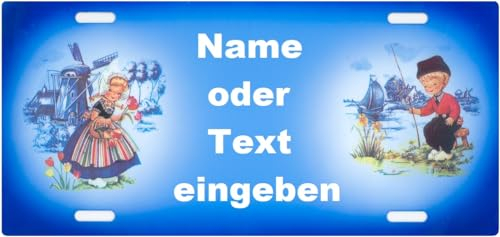 Holland Schild mit Text selbst gestalten und personalisieren als Türschild Wandschild Haustürschild aus hochwertigem Aluminium Namensschild Nummernschild Kennzeichen