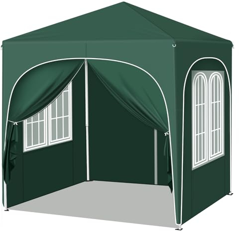 WOLTU Gazebo Pieghevole 2x2m con 4 Pareti Rimovibili - Protezione Solare UPF 50+, Struttura Metallica Anti-Vento, 3 Regolazioni Altezza, Tendone da Giardino/Campeggio/Spiaggia - Verde