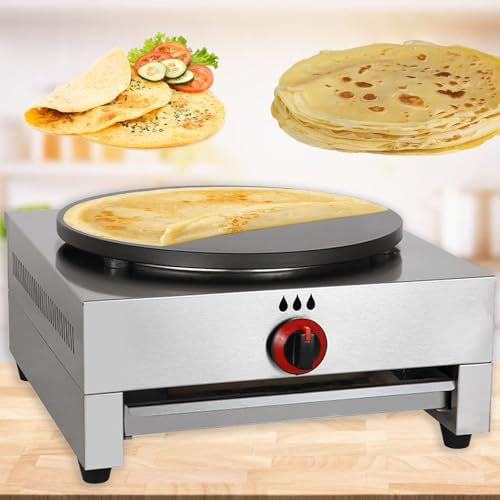 Naturalpowev Máquina para Hacer Crepes sin Bordes, Plancha portátil para panqueques con área de cocción de 40cm, sartén Antiadherente para cocinar de Forma versátil Crepes, blintzes, Huevos y más
