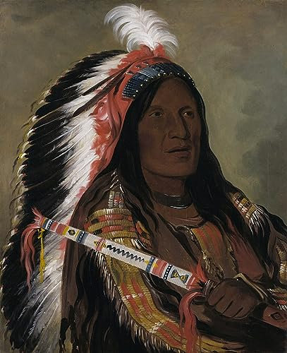 XSBPDPII Klassische Malerei Moderne Kunst Poster Leinwand K unstwerk ein Brave of the Bad Arrow Points Band von George Catlin Ölgemälde Kunstdruck für Bürodekoration 60x90cm