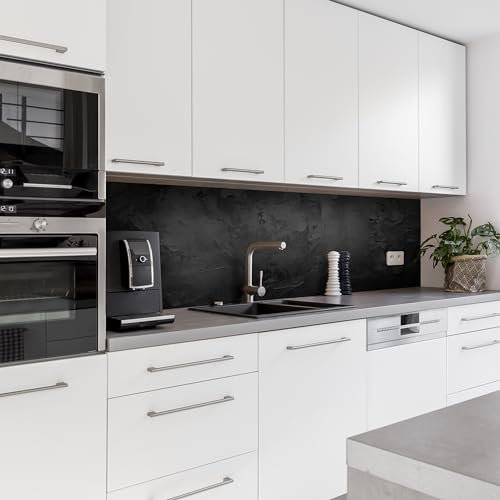 Dedeco Küchenrückwand Motiv: Beton V8, 5mm Hartschaum Kunststoffplatte PVC als Spritzschutz Fliesenspiegel zum Aufkleben Wandschutz wasserfest, UV-Lack matt, alle Untergründe, 260 x 60 cm
