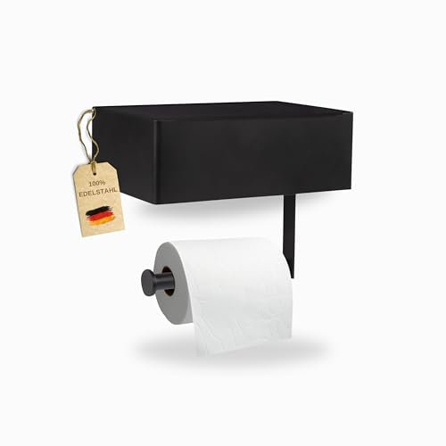 Pandonix® Toilettenpapierhalter mit Feuchttücherbox - Edelstahl - Toilettenpapierhalter ohne Bohren - klopapierhalter mit feuchttücherbox - Selbstklebender Klopapierhalter ohne Bohren