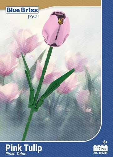 BlueBrixx Pro 108344 – Tulipe rose en briques de construction avec 117 éléments