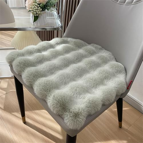Hava Kolari Faux Lammfell Sitzkissen, Schaffell Sitzauflage Longhair Fell Optik Nachahmung Wolle Sofa Matte Teppich (Grün,45 * 44cm)