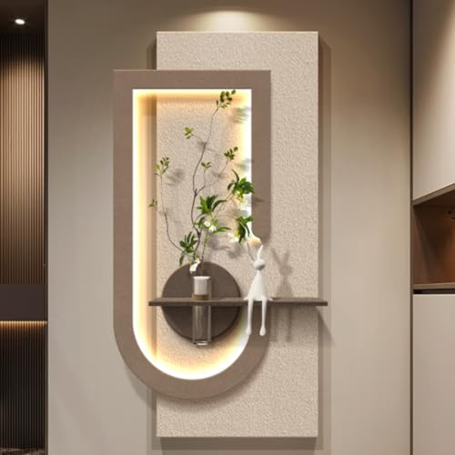 Sandstone wall decoration painting,frameless sandstone decoration with LED lights,Minimalist modern porch decoration painting,hydroponic green plants,corridor hanging painting,entrance wall lamp paint