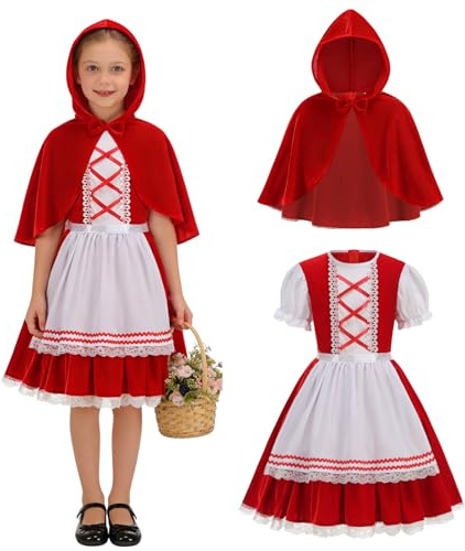 HAPNBCELE Girls Little Red Riding Hood Costume World Book Day Halloween