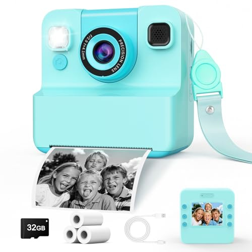 Yidoroye Sofortbildkamera Kinder Kamera,2.4 HD Bildschirm Kinderkamera mit 32GB Spielzeug ab 3 4 5 6 Jahren Kinderkamera Sofortbildkamera Geschenk Mädchen (Grün)
