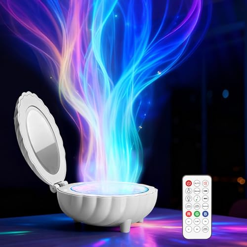 Muschel Perle Strand Thema Nachtlicht, Ocean Wave Projektor Licht, Shell Nachtlicht Built-in Bluetooth-Lautsprecher, Fernbedienung, weiße Geräusche für Home Decor/Entspannung/Party/Musik/Geschenk