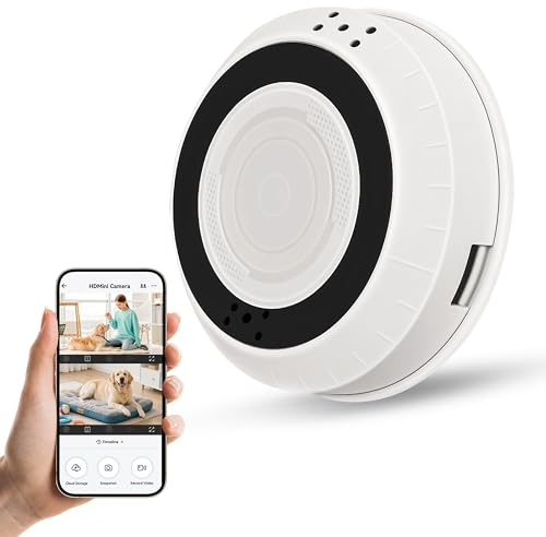 Lian.Ripple.Lian Smoke Detector–Style Indoor Camera Device with Dual Lens, 1080P HD, 2×120° Wide-Angle, 8-Hour Battery, 5GHz WiFi No Smoke Detection Function