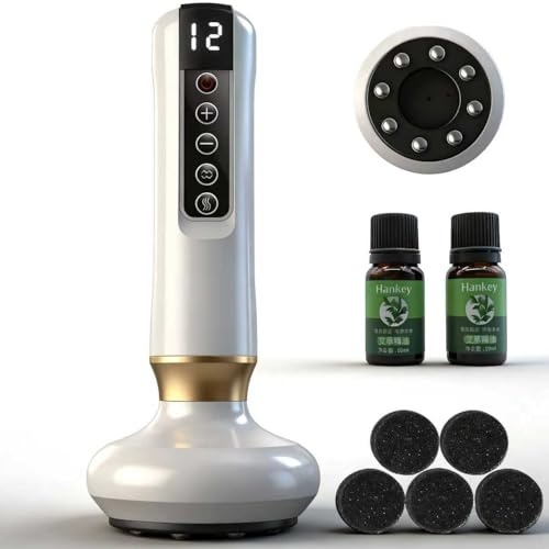 Wavy Chic Lymphatic Drainage Massager, Cellulite Massager Tool, Electric Handheld Massager, Smart Cupping Therapy Set with Anti Cellulite Massage Oil, Handheld Gua Sha Equipment for Cellulite Remover