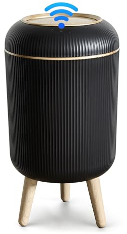 sapisecret Smart soptunna med sensor, vit, 10 l, för kök och badrum, liten luktsäker papperskorg automatisk, perfekt som badrumsoptunna, med lock (svart)