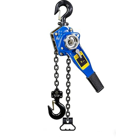 TY&WJ Polipasto De Palanca 0,75 Toneladas (750Kg/1650LBS), Polipasto De Trinquete 1,5M con Freno De Doble Garra Y Cadena G80 para Taller, Garaje,1ton,6m/20FT