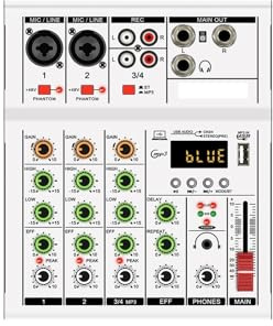 DJ-Controller, 4 kanal MINI Mixer Professionelle Digital Mixer Dj Konsole Mit USB Tragbare Mixer for Live Mischen Singen(White)