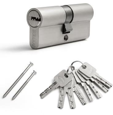 Låscylinder, profilcylinder 70 mm (35/35), nyckelcylinderlås med 8 horisontella nycklar, cylinderlås av zinklegering, lämplig för de flesta dörrtyper (1, nickel, 35–35)