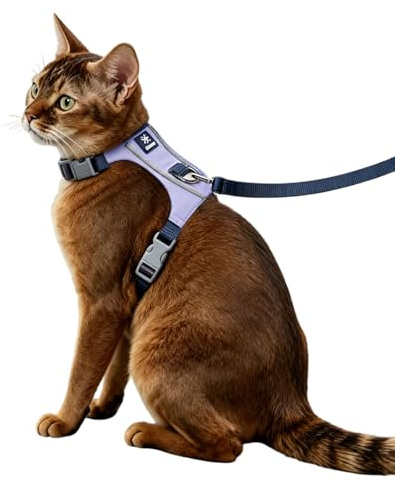Anlitent Cat Harness and Lead Set for Walking Escape Proof Soft Adjustable Cat Leash Breathable Comfortable Vest Easy to Wear Kitten Harnesses for Rabbit, Small Animals Outdoor Travel 1-3kg XS