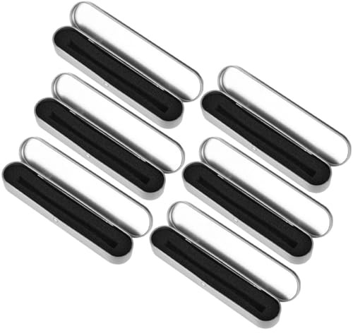 Amosfun 6pcs Stationery Box Metal Pencil Case Tinplate Hinged Lid Office School Supplies Multi-Function Organizer Wear Resistant Daily Use Pencil Box for Students and Teachers