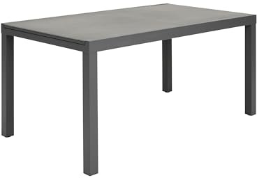 Dehner Ausziehtisch Chicago Dark, Kratzfeste Platte, 160/210 x 90 x 75 cm, Aluminium/Stein, pulverbeschichtet, dunkelgrau