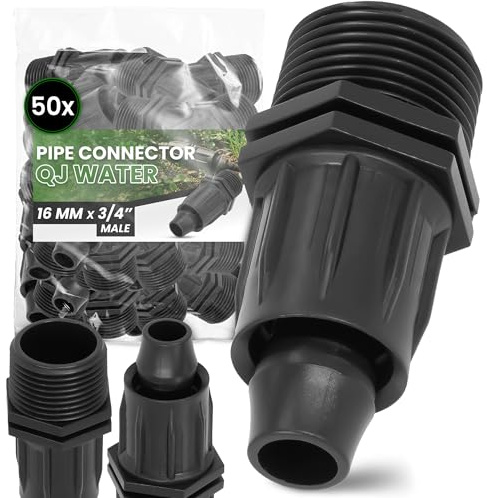 Instalguru 50x Raccordo PE QJ 16x3/4'' Maschio Connettore Tubo Irrigazione Ala Gocciolante Giardino Giunto Esterno Polietilene per Microirrigazione Agricoltura Acqua