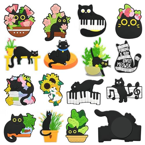 Juego de 15 Imanes Nevera con Forma de Animales Imanes de Gato | para La Nevera Imanes para Nevera 3D para Niños Material PVC Adecuados para Pizarras Magnéticas Neveras Pizarras Blancas etc