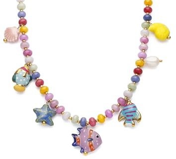 SINGULARU Collar Mujer Oceánic Colors Acero Baño Oro
