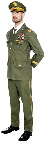 Maskworld Schneidiges General Kostüm mit Rangabzeichen und typischer Generalsmütze perfekt für Karneval Halloween Mottopartys & Halloween - Verkleidung Uniform Anzug - Größe M-L