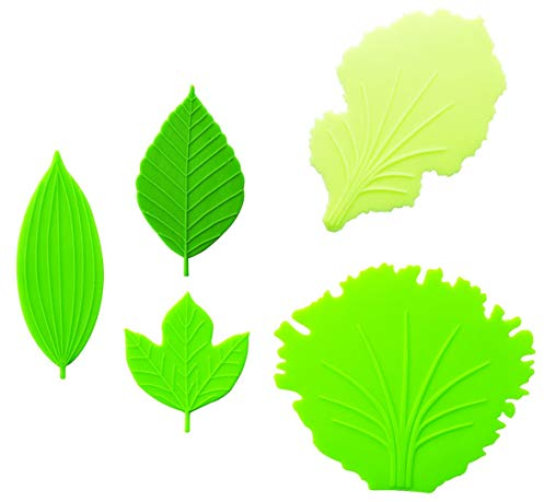 Soft Silicone Food Dividers for Japanese Bento Box Sushi Decoration, Japan Import, Set of 5 Leaves Lettuce and Leaf Baran P-2987